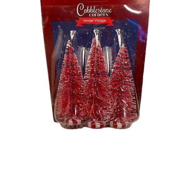 Nwt Christmas village miniatures and bottle brush peppermint trees - Picture 3 of 5